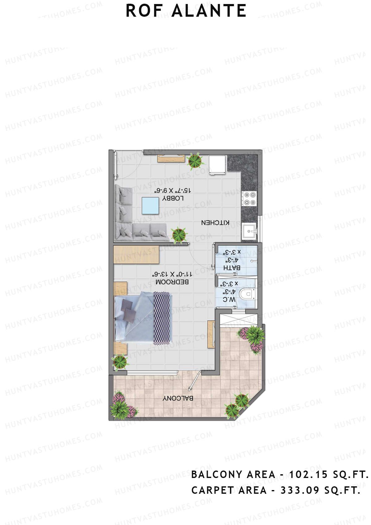 Rof Alante Tower F Unit 1 (Type 2) Floor Plan