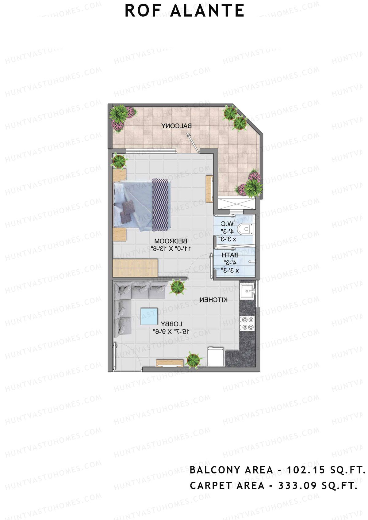 Rof Alante Tower F Unit 12 (Type 2) Floor Plan