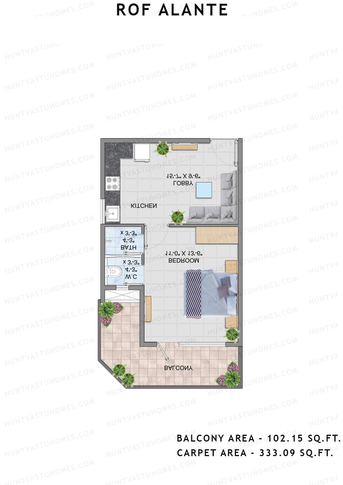 Rof Alante Tower F Unit 6 (Type 2) Floor Plan