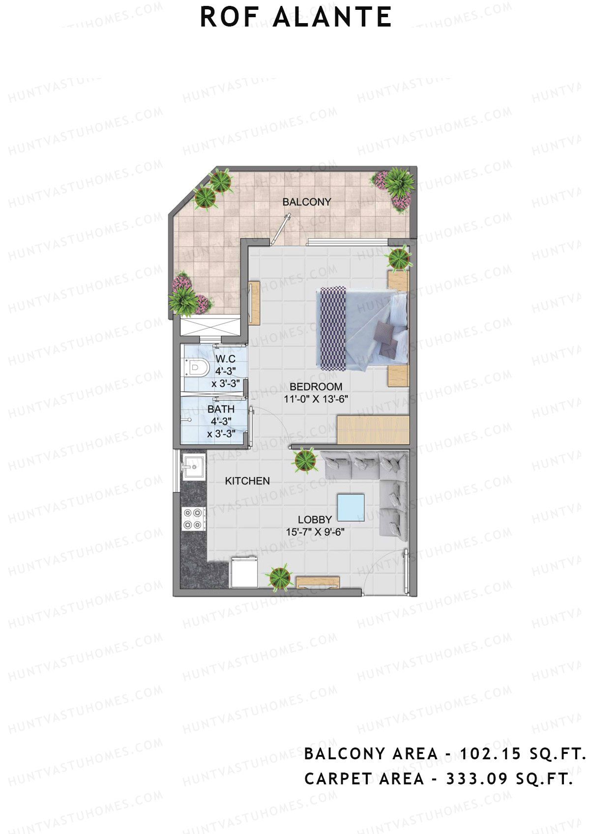 Rof Alante Tower F Unit 7 (Type 2) Floor Plan