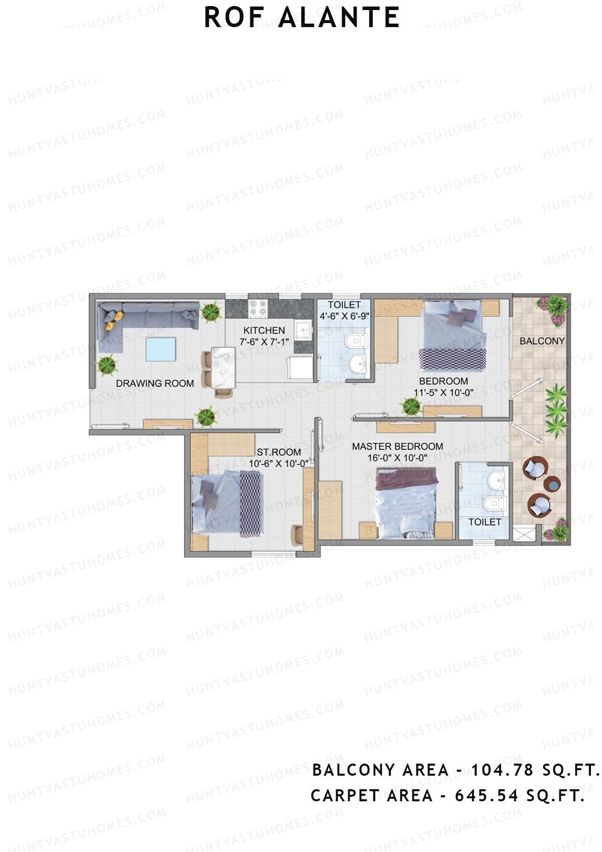 Rof Alante Tower A Unit 2 (Type B) Floor Plan