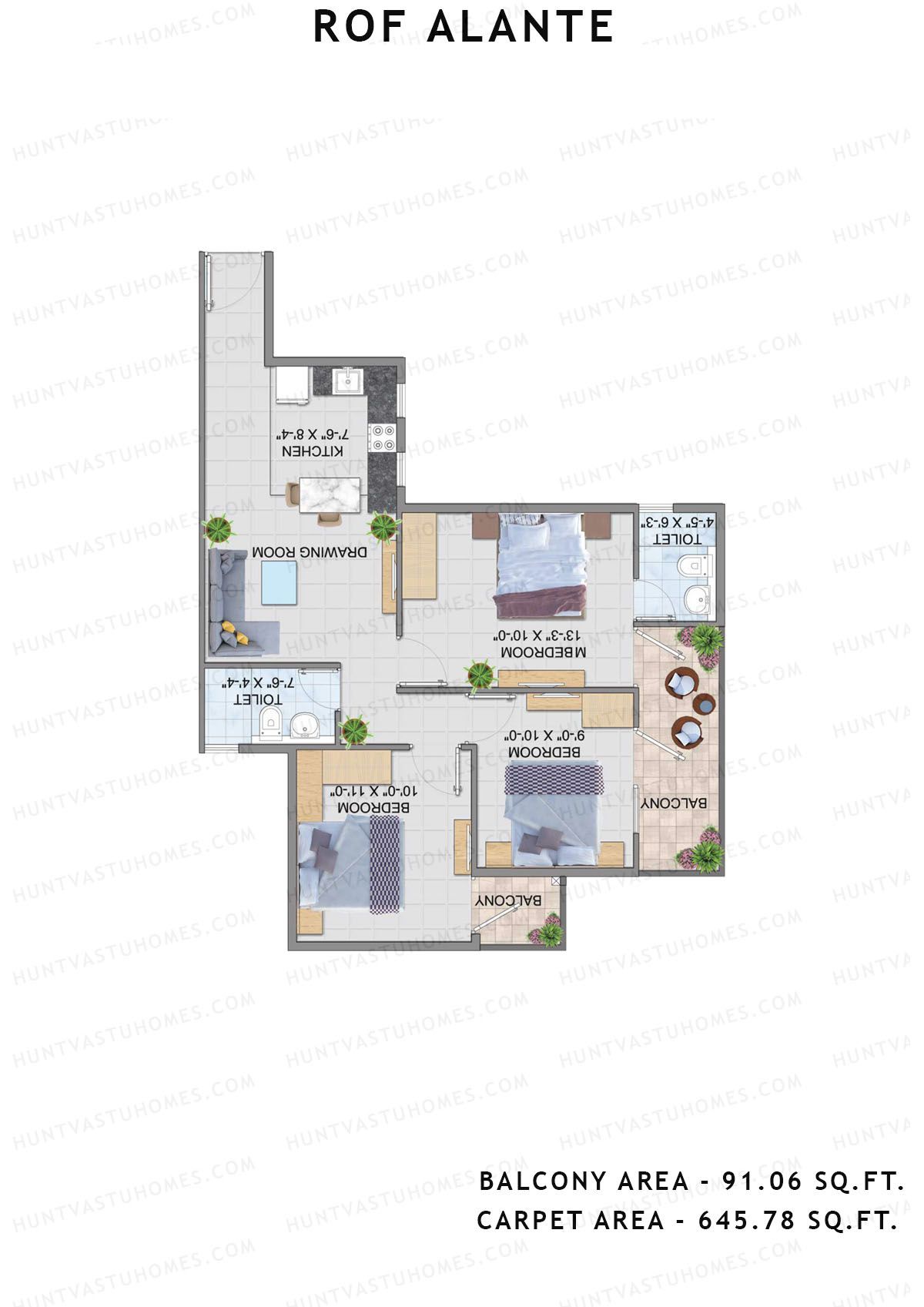 Rof Alante Tower A Unit 4 (Type C) Floor Plan