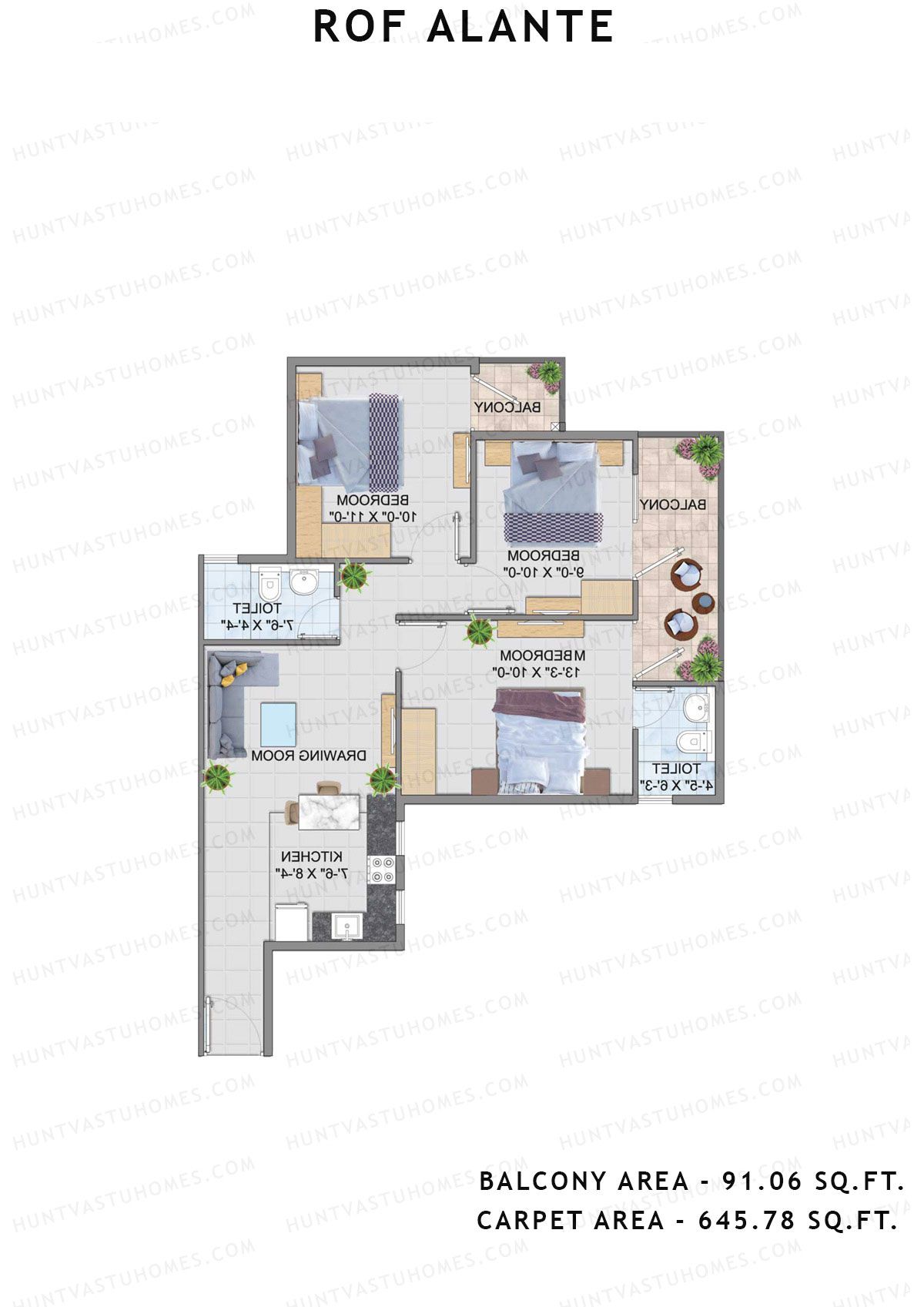Rof Alante Tower B Unit 1 (Type C) Floor Plan