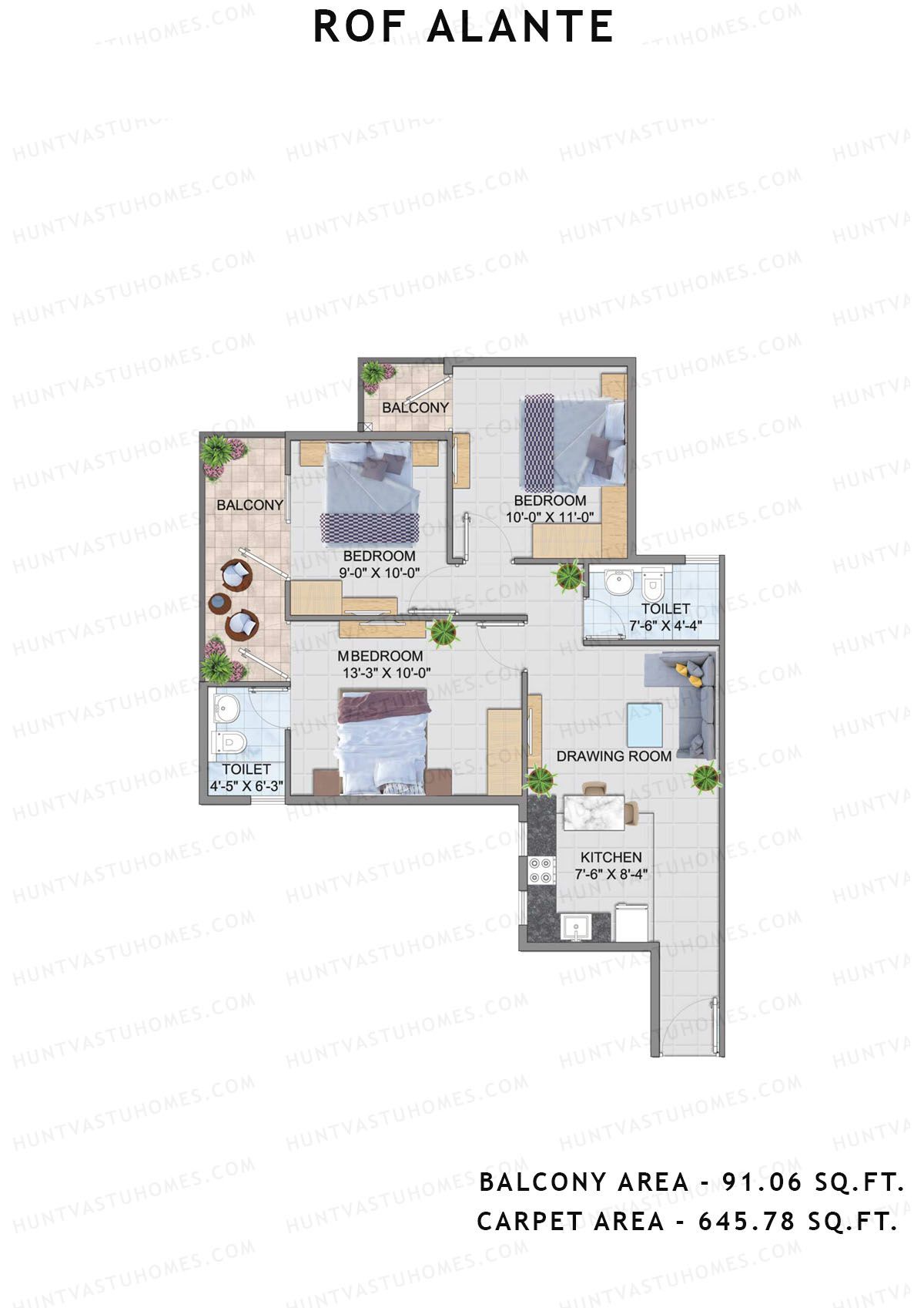 Rof Alante Tower B Unit 8 (Type C) Floor Plan