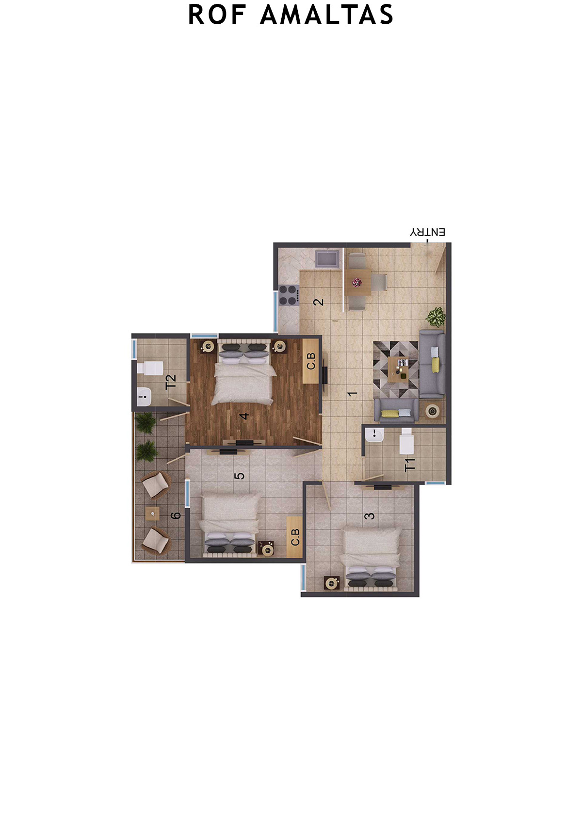 Rof Amaltas Tower A Unit 1 (Type 2) Floor Plan