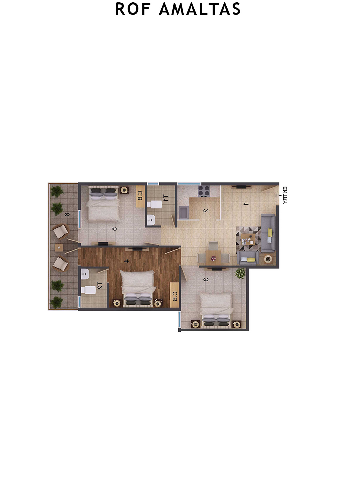 Rof Amaltas Tower A Unit 2 (Type 1) Floor Plan