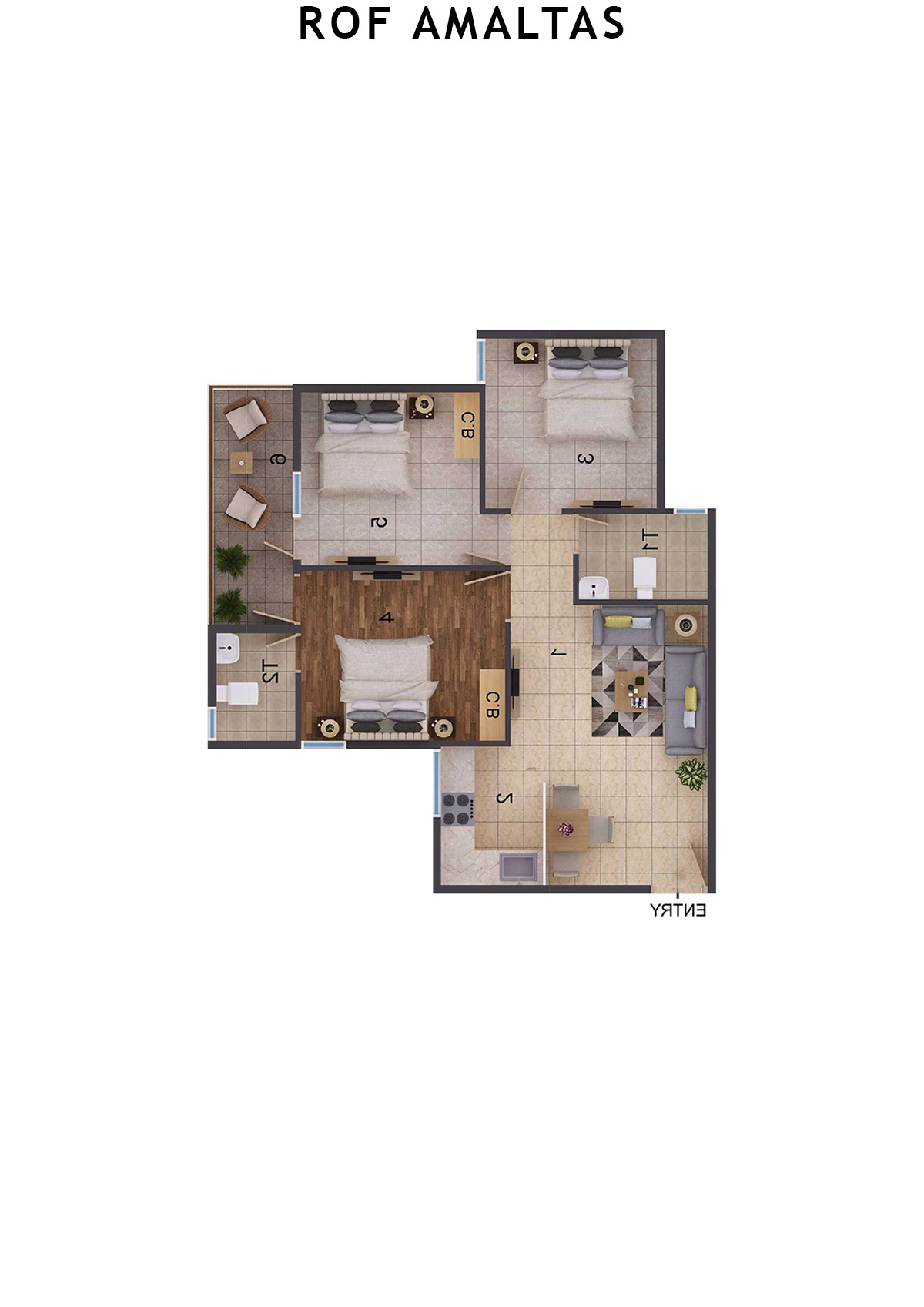 Rof Amaltas Tower A Unit 4 (Type 2) Floor Plan