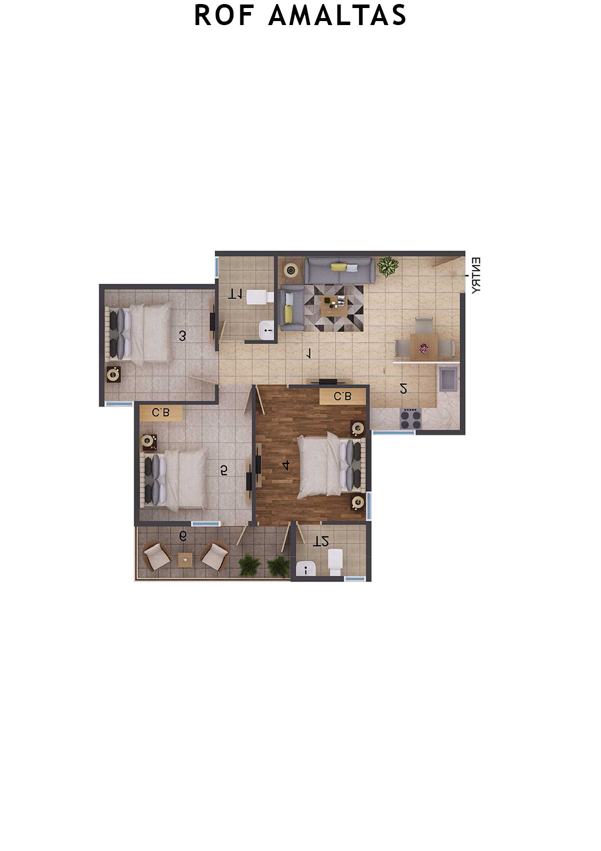 Rof Amaltas Tower C Unit 1 (Type 2) Floor Plan