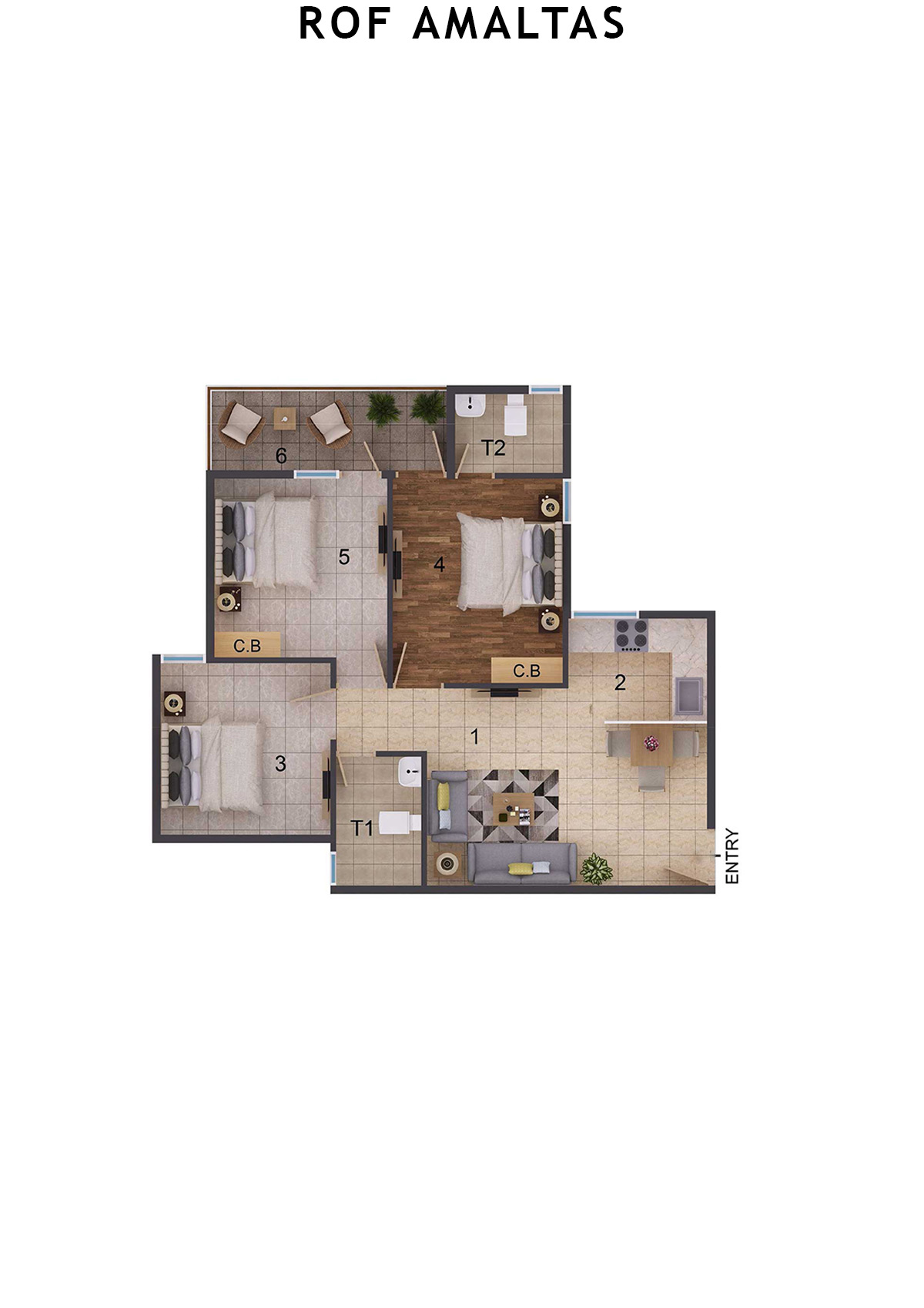 Rof Amaltas Tower C Unit 2 (Type 2) Floor Plan