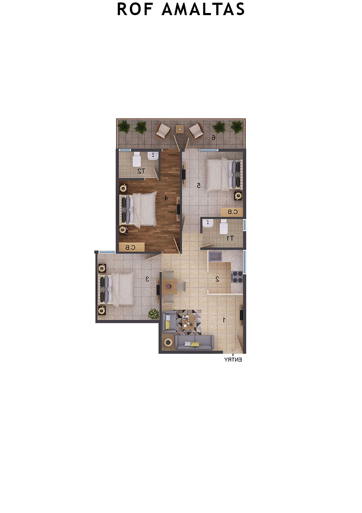 Rof Amaltas Tower C Unit 3 (Type 1) Floor Plan