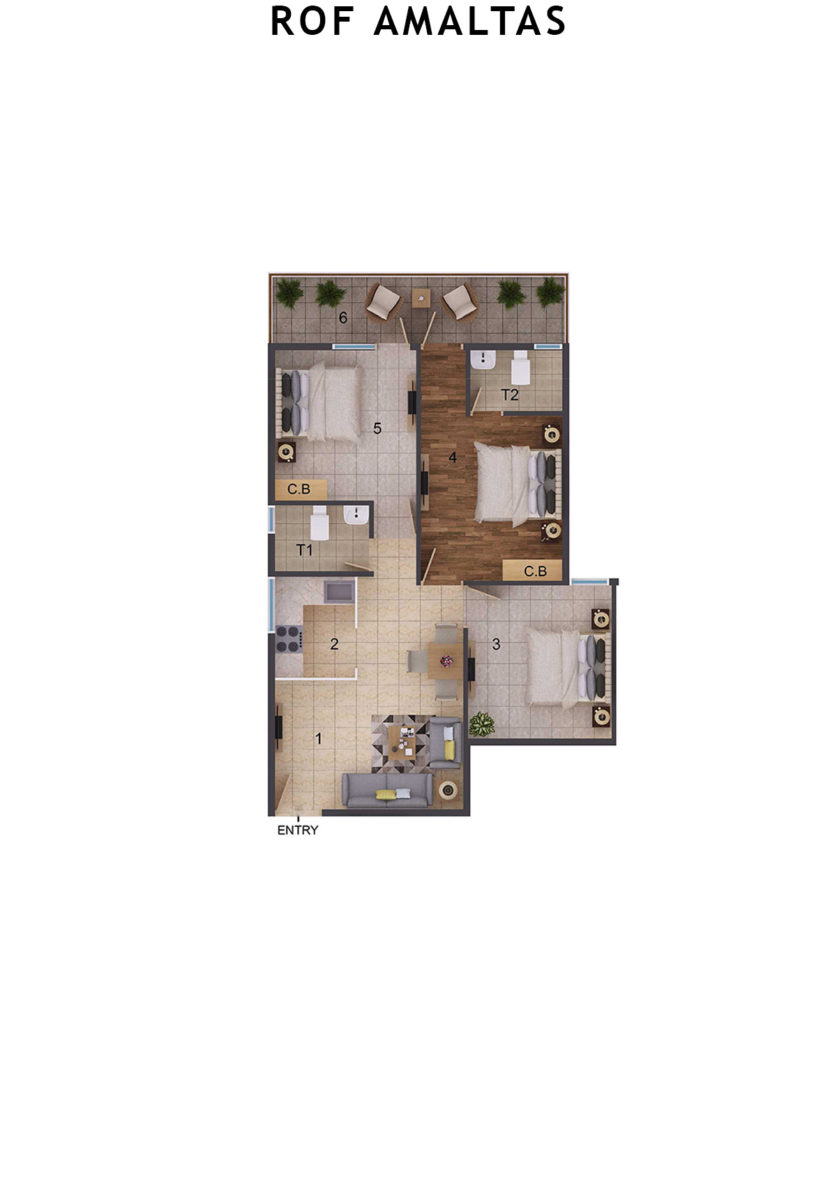 Rof Amaltas Tower C Unit 4 (Type 1) Floor Plan