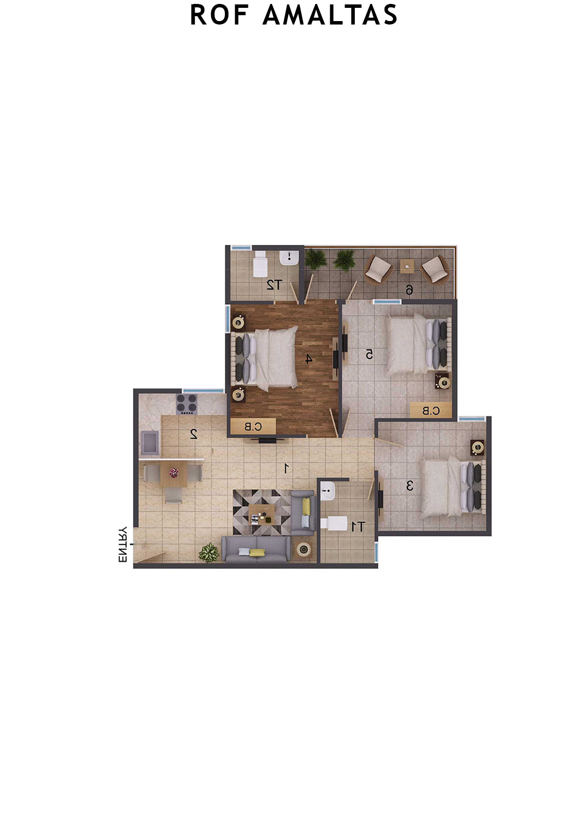 Rof Amaltas Tower C Unit 5 (Type 2) Floor Plan