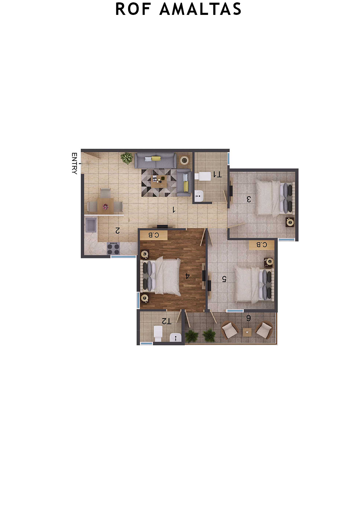 Rof Amaltas Tower C Unit 6 (Type 2) Floor Plan