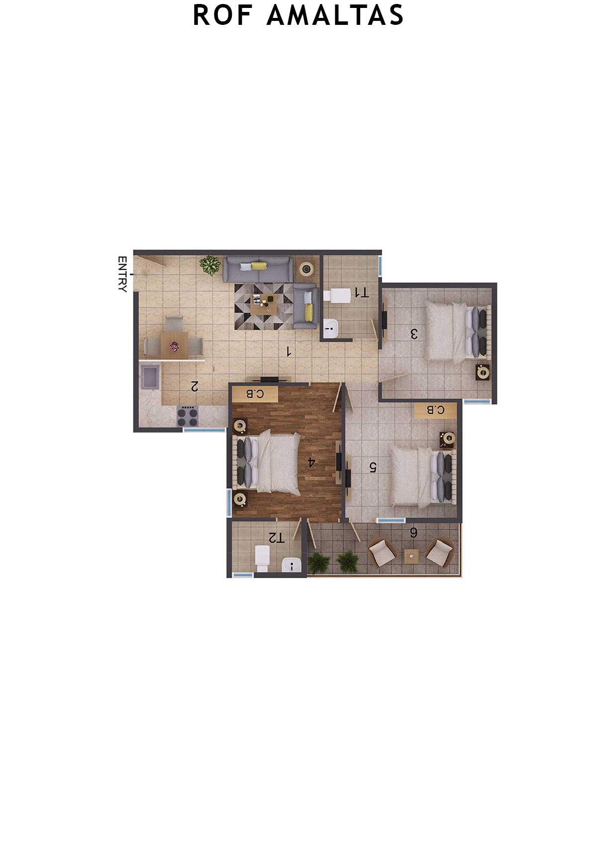 Rof Amaltas Tower D Unit 4 (Type 2) Floor Plan