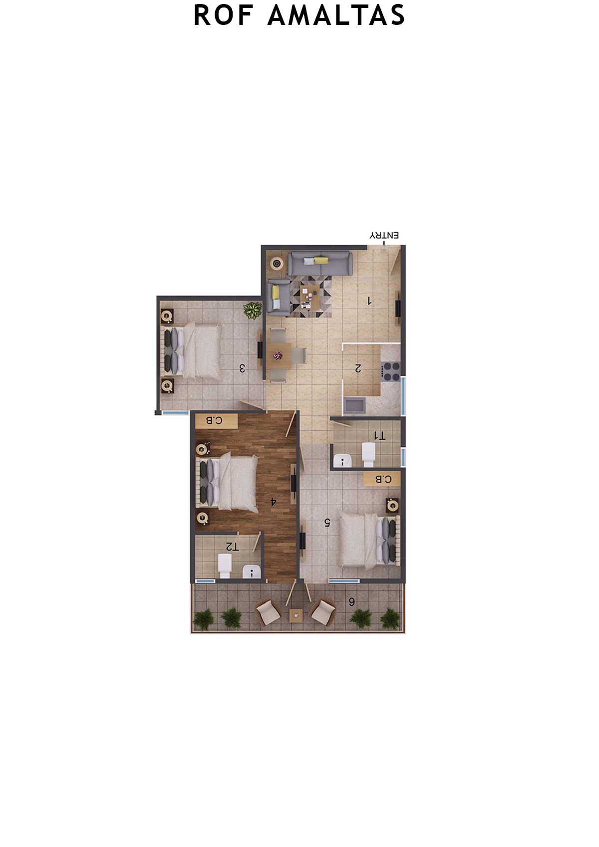 Rof Amaltas Tower D Unit 6 (Type 1) Floor Plan