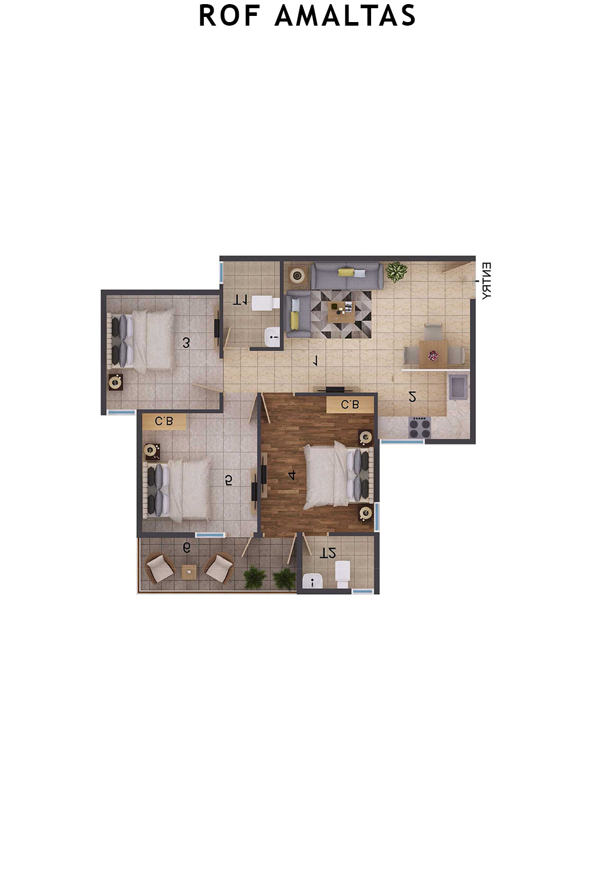 Rof Amaltas Tower E Unit 1 (Type 2) Floor Plan