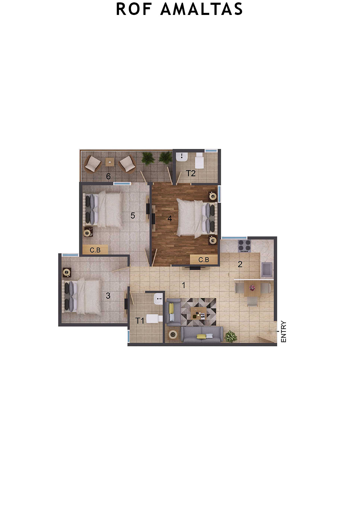 Rof Amaltas Tower E Unit 2 (Type 2) Floor Plan