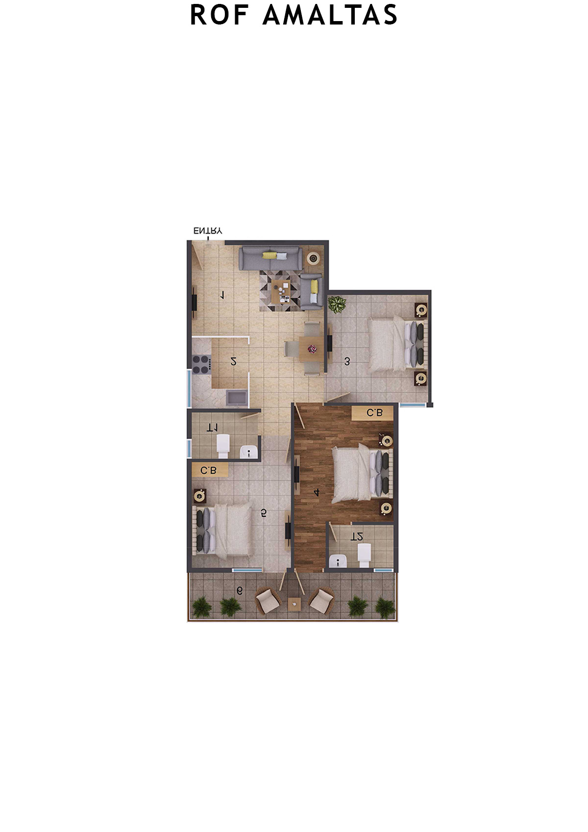 Rof Amaltas Tower E Unit 5 (Type 1) Floor Plan