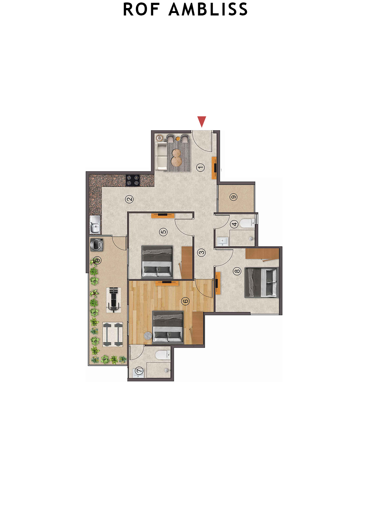 Rof Ambliss Tower 1 Unit 1 (Type 2A) Floor Plan