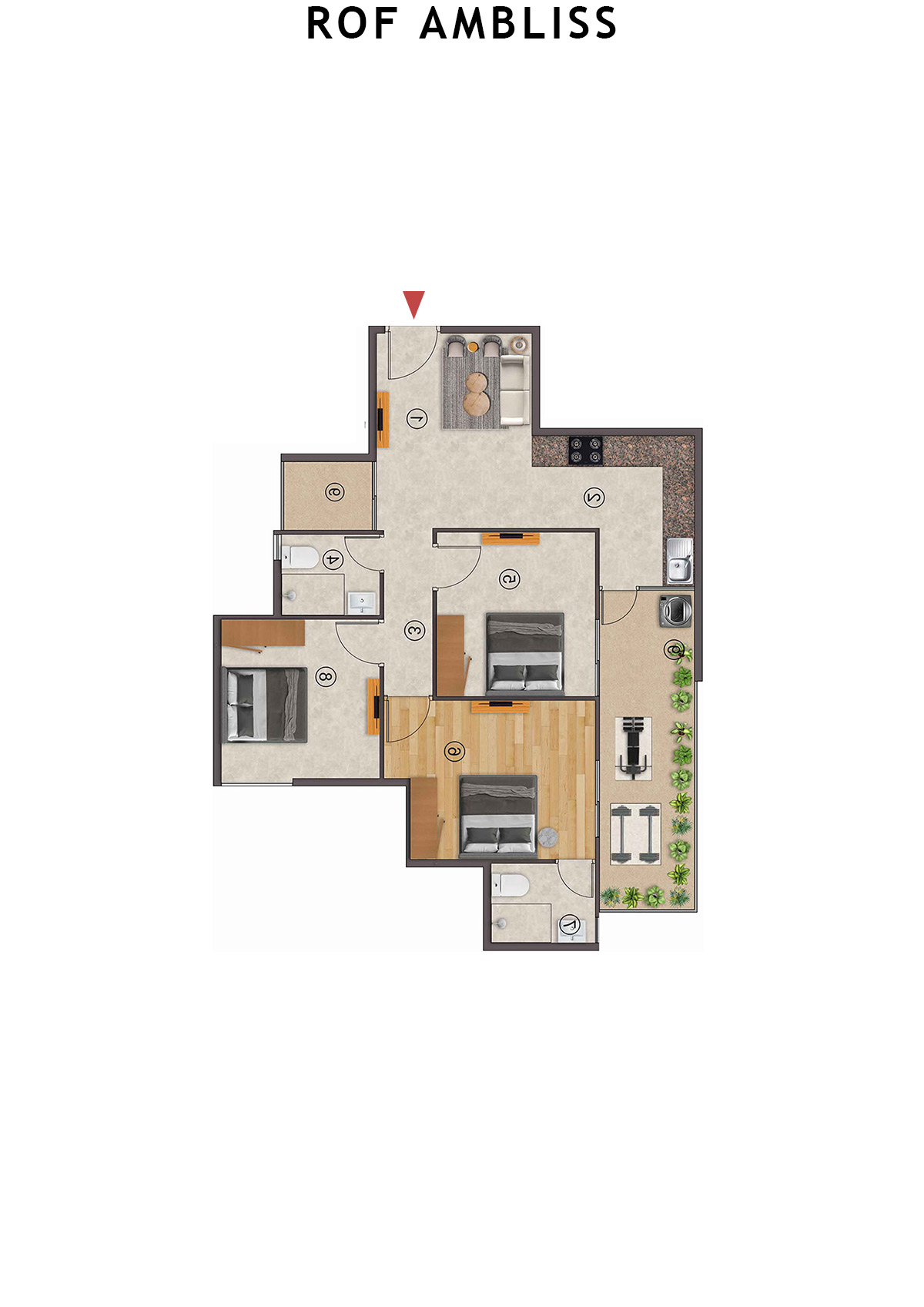 Rof Ambliss Tower 1 Unit 8 (Type 2A) Floor Plan