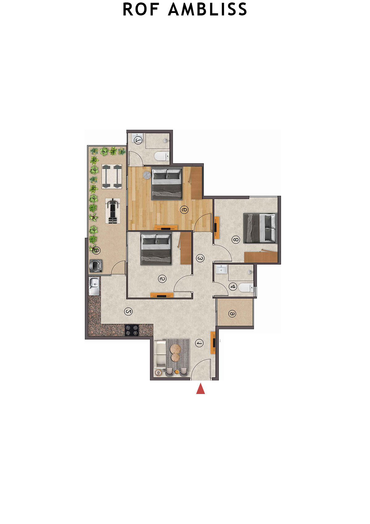 Rof Ambliss Tower 3 Unit 1 (Type 2A) Floor Plan