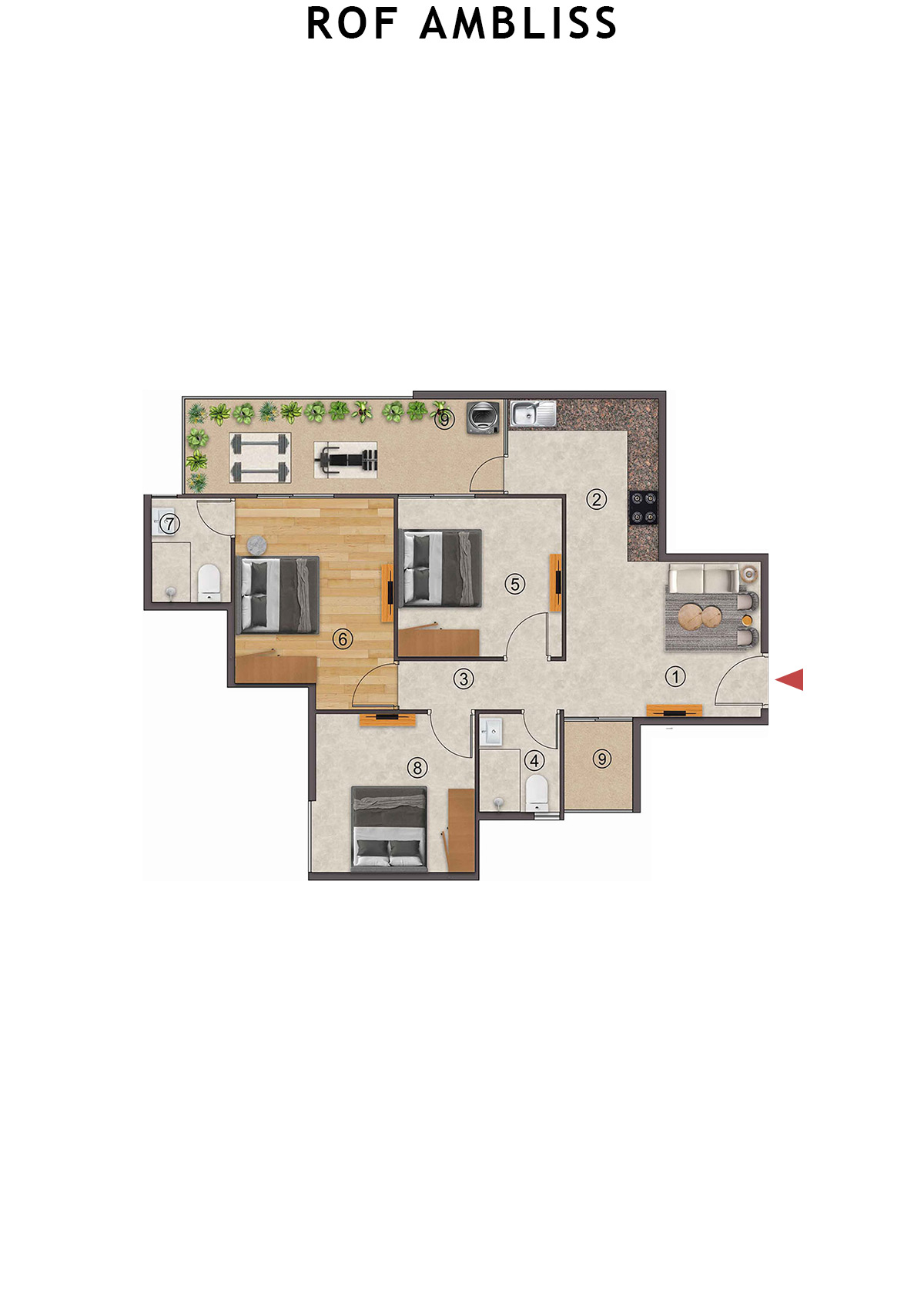 Rof Ambliss Tower 4 Unit 1 (Type 2A) Floor Plan