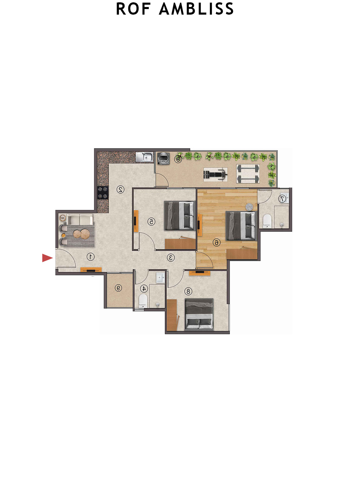 Rof Ambliss Tower 5 Unit 1 (Type 2A) Floor Plan