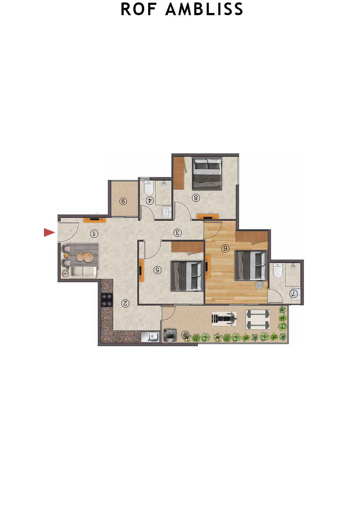 Rof Ambliss Tower 5 Unit 8 (Type 2A) Floor Plan