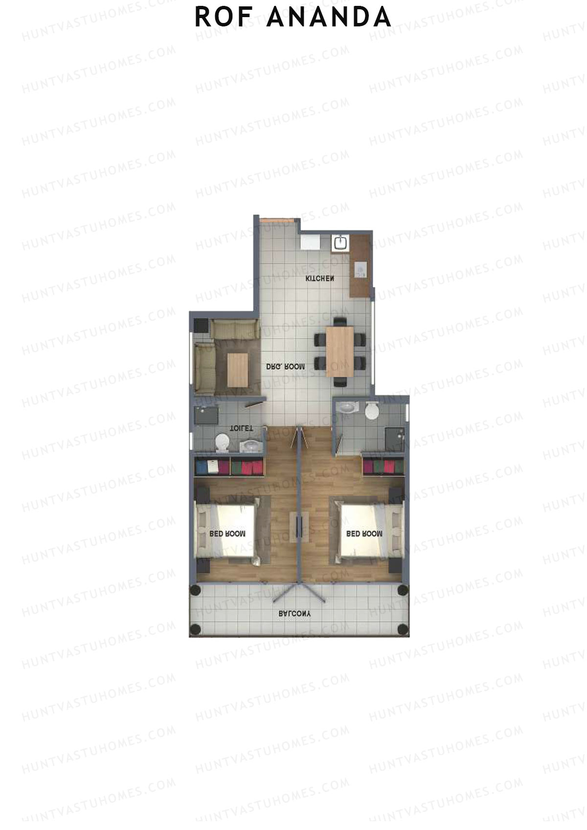 ROF Ananda Tower C Unit 1 (Type E) Floor Plan