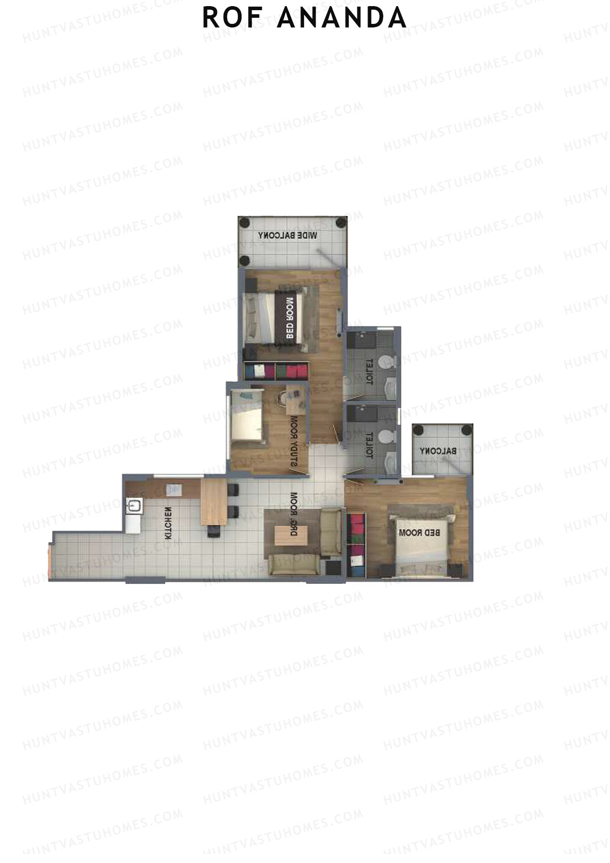 ROF Ananda Tower C Unit 2 (Type D) Floor Plan