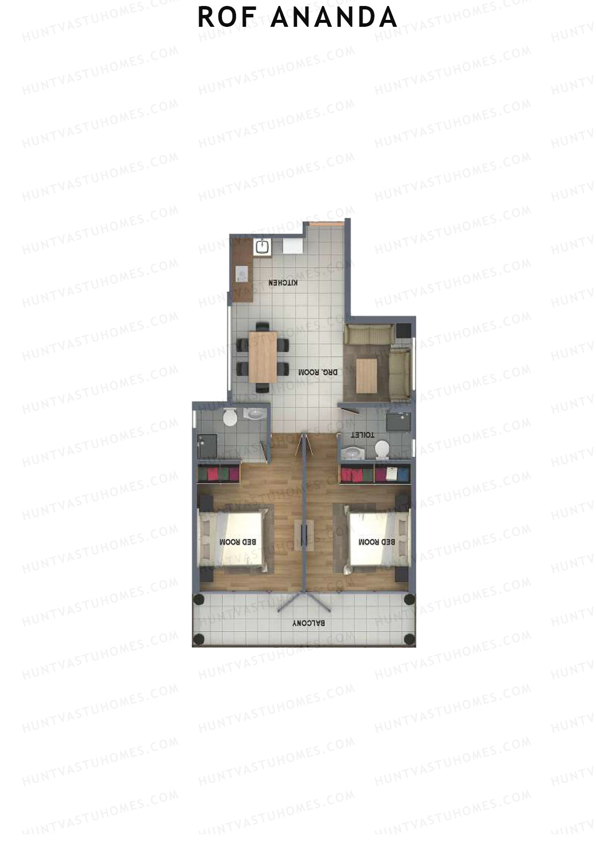 ROF Ananda Tower E Unit 8 (Type E) Floor Plan
