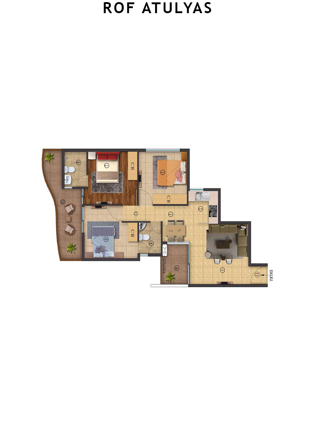 Rof Atulyas Tower 1 Unit 2 (Type 1) Floor Plan