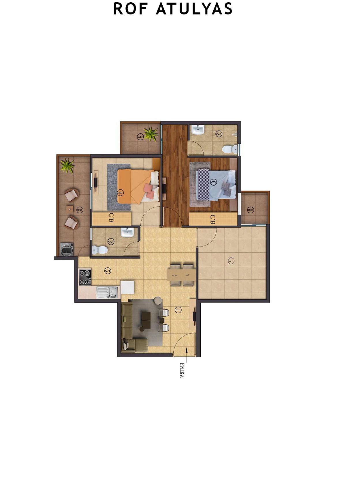 Rof Atulyas Tower 1 Unit 3 (Type 3) Floor Plan
