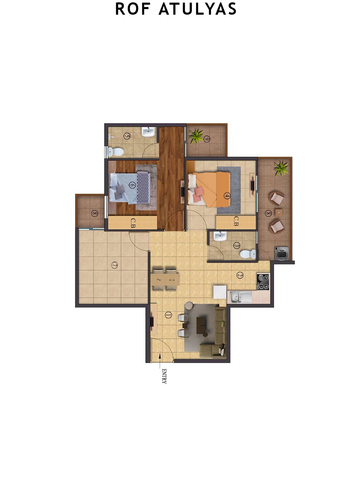 Rof Atulyas Tower 1 Unit 4 (Type 3) Floor Plan
