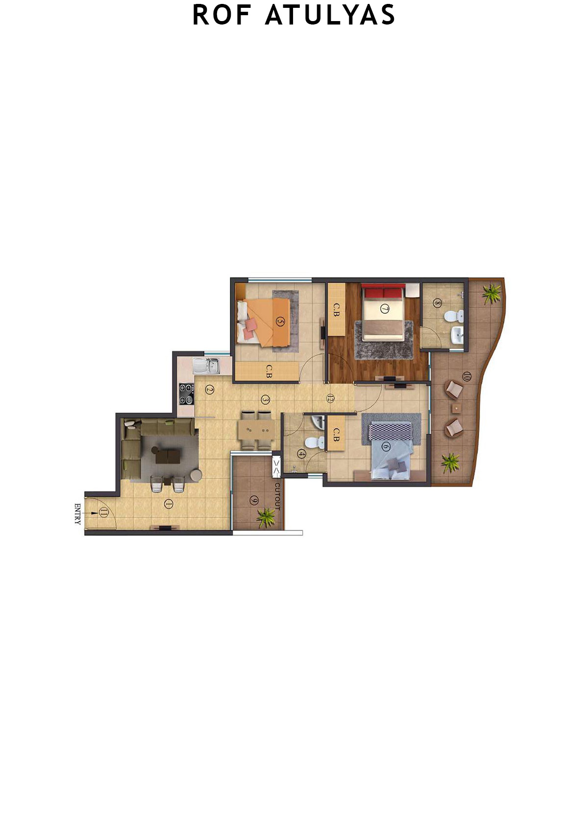 Rof Atulyas Tower 1 Unit 5 (Type 1) Floor Plan