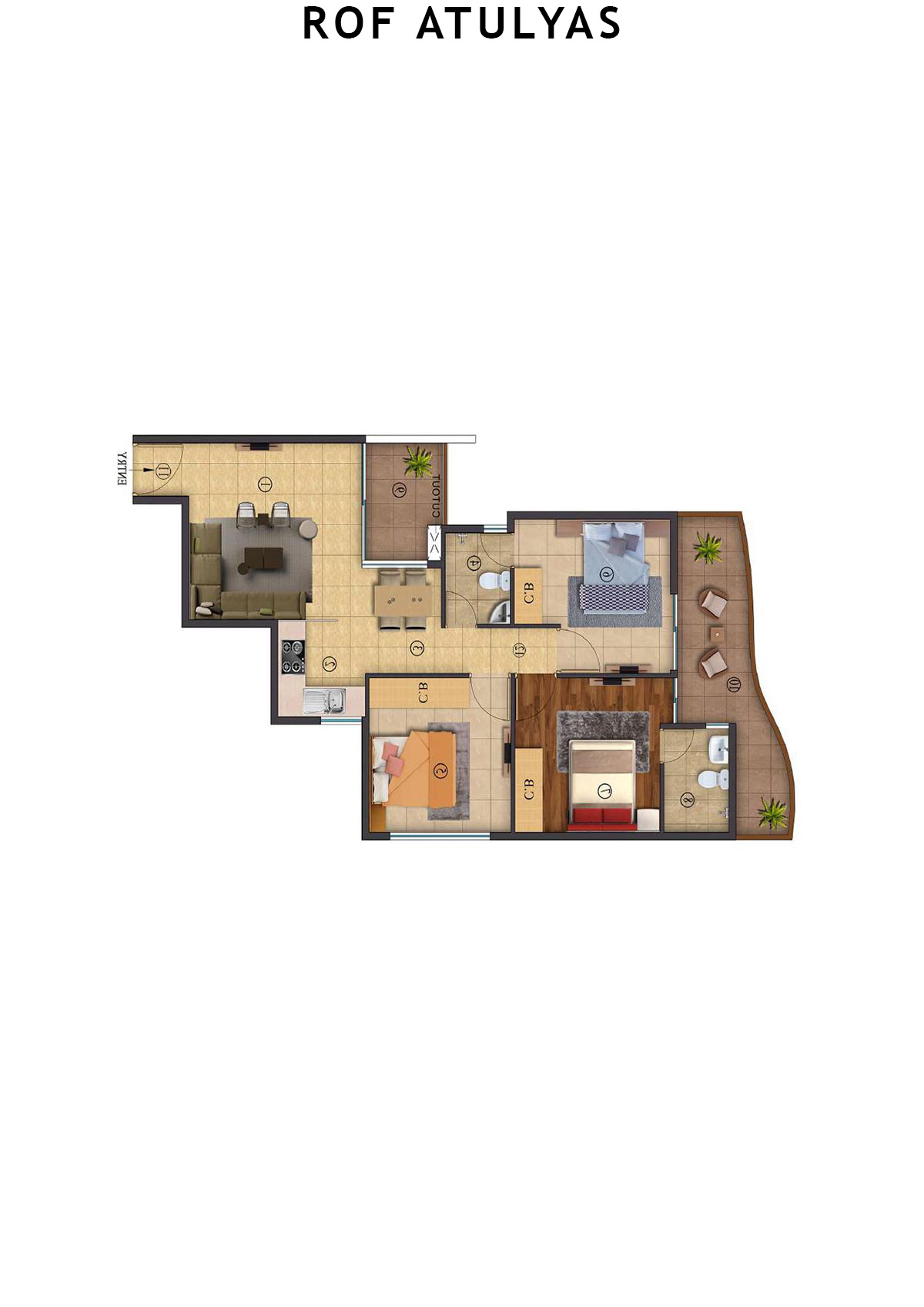 Rof Atulyas Tower 1 Unit 6 (Type 1) Floor Plan