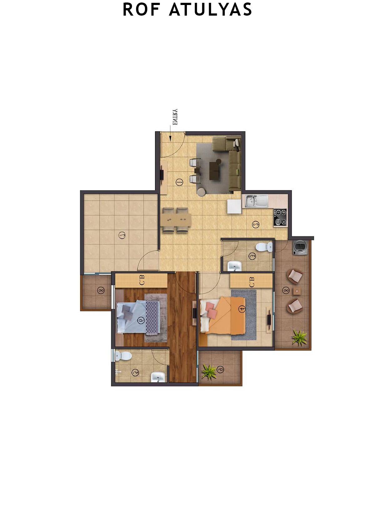 Rof Atulyas Tower 1 Unit 7 (Type 3) Floor Plan