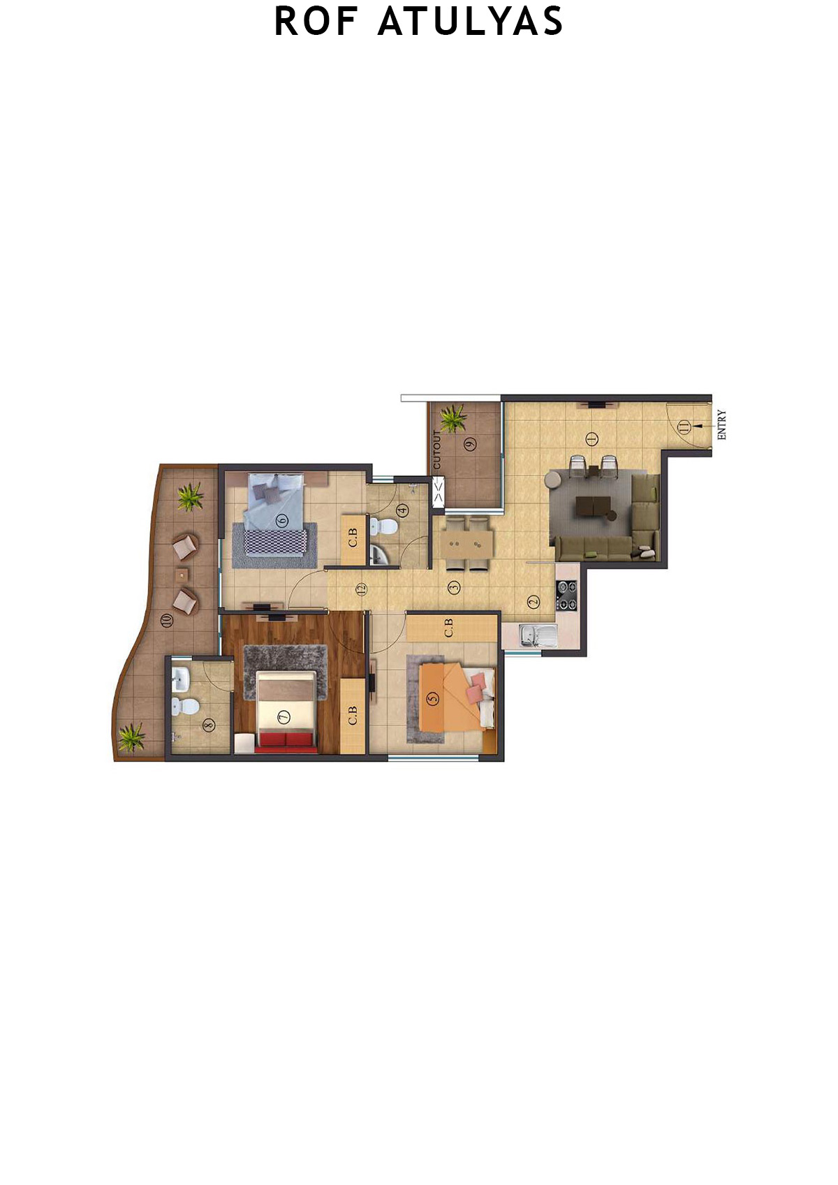 Rof Atulyas Tower 3 Unit 1 (Type 1) Floor Plan