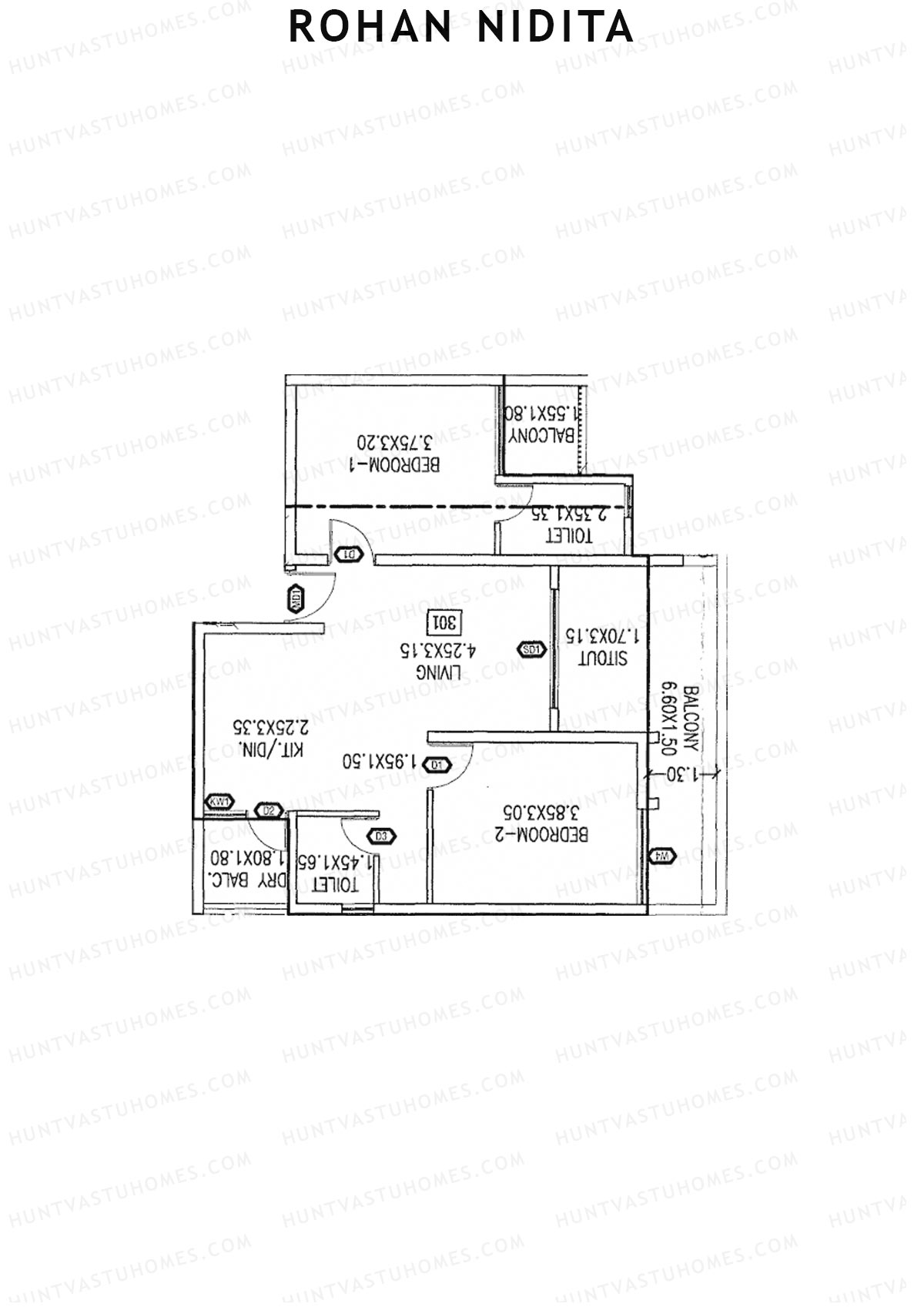 Rohan Nidita Wing A Unit 3 Floor Plan