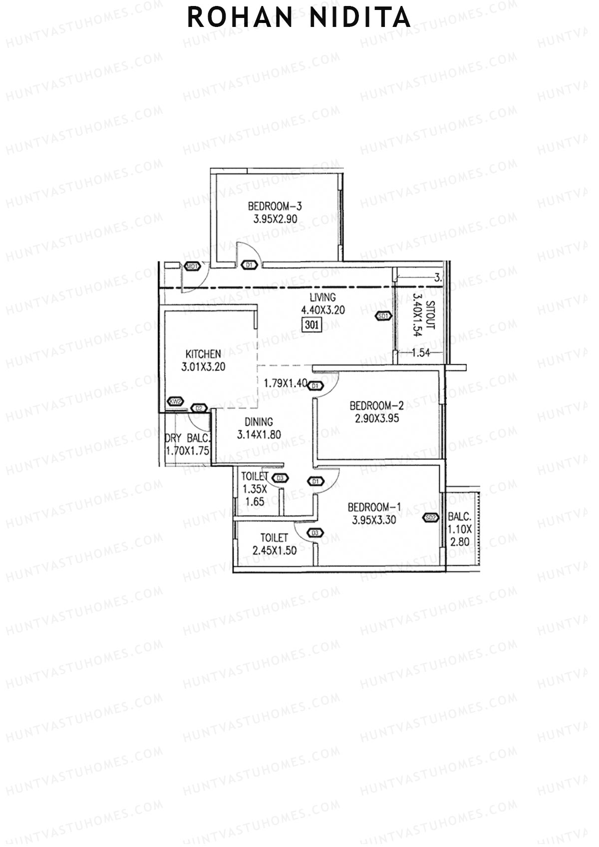 Rohan Nidita Wing B Unit 1 Floor Plan