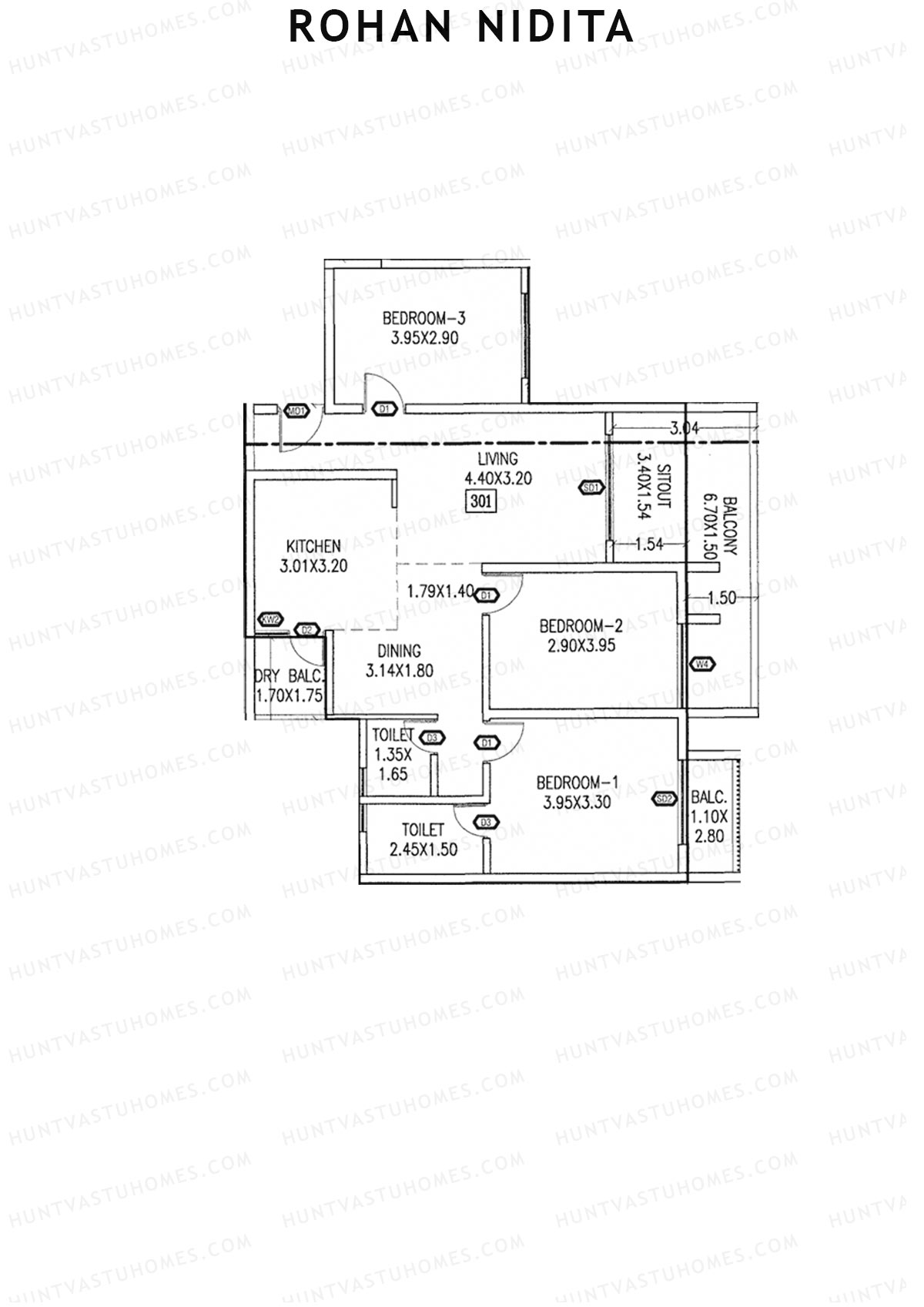 Rohan Nidita Wing B Unit 1 Floor Plan
