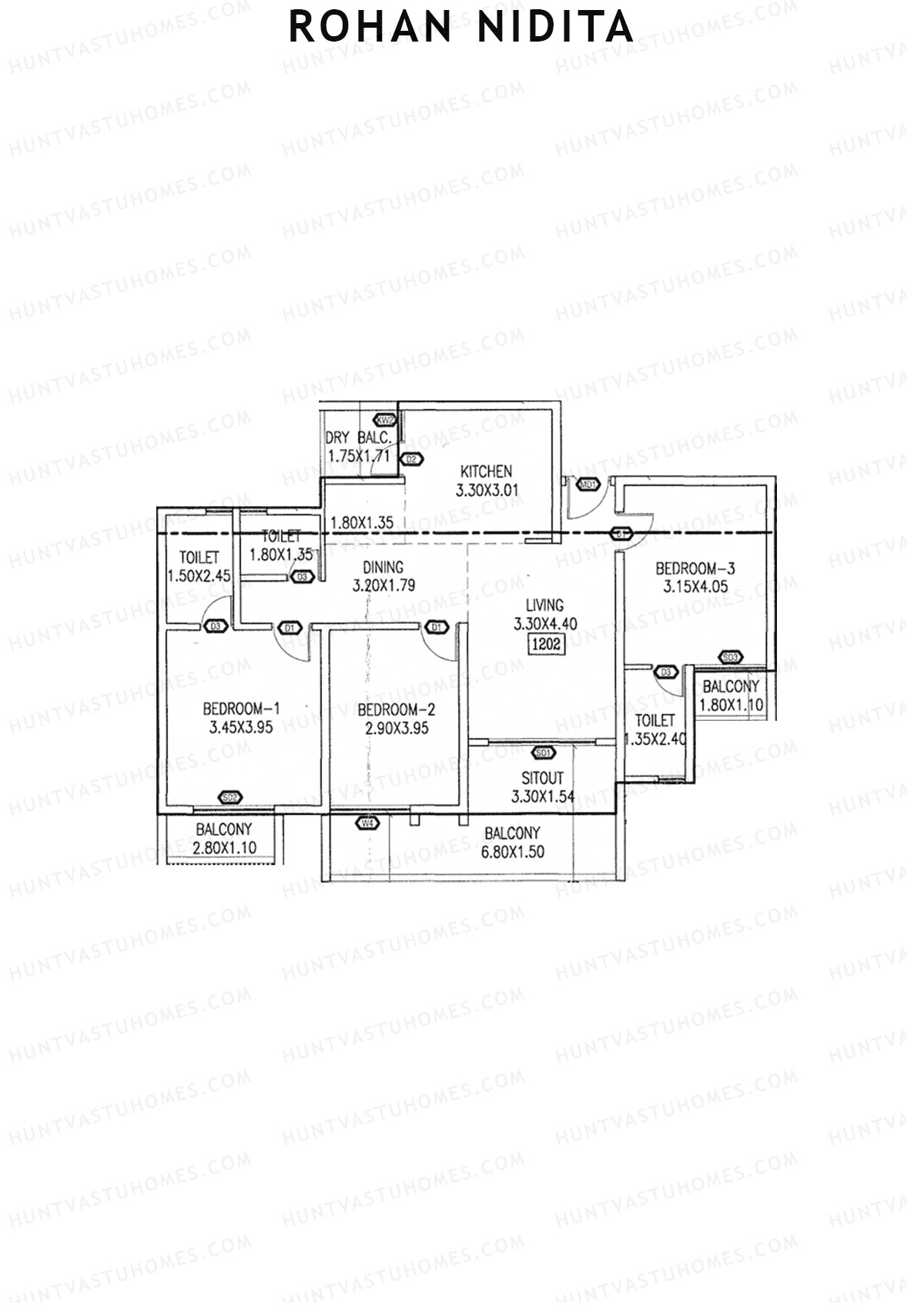 Rohan Nidita Wing B Unit 2 Floor Plan