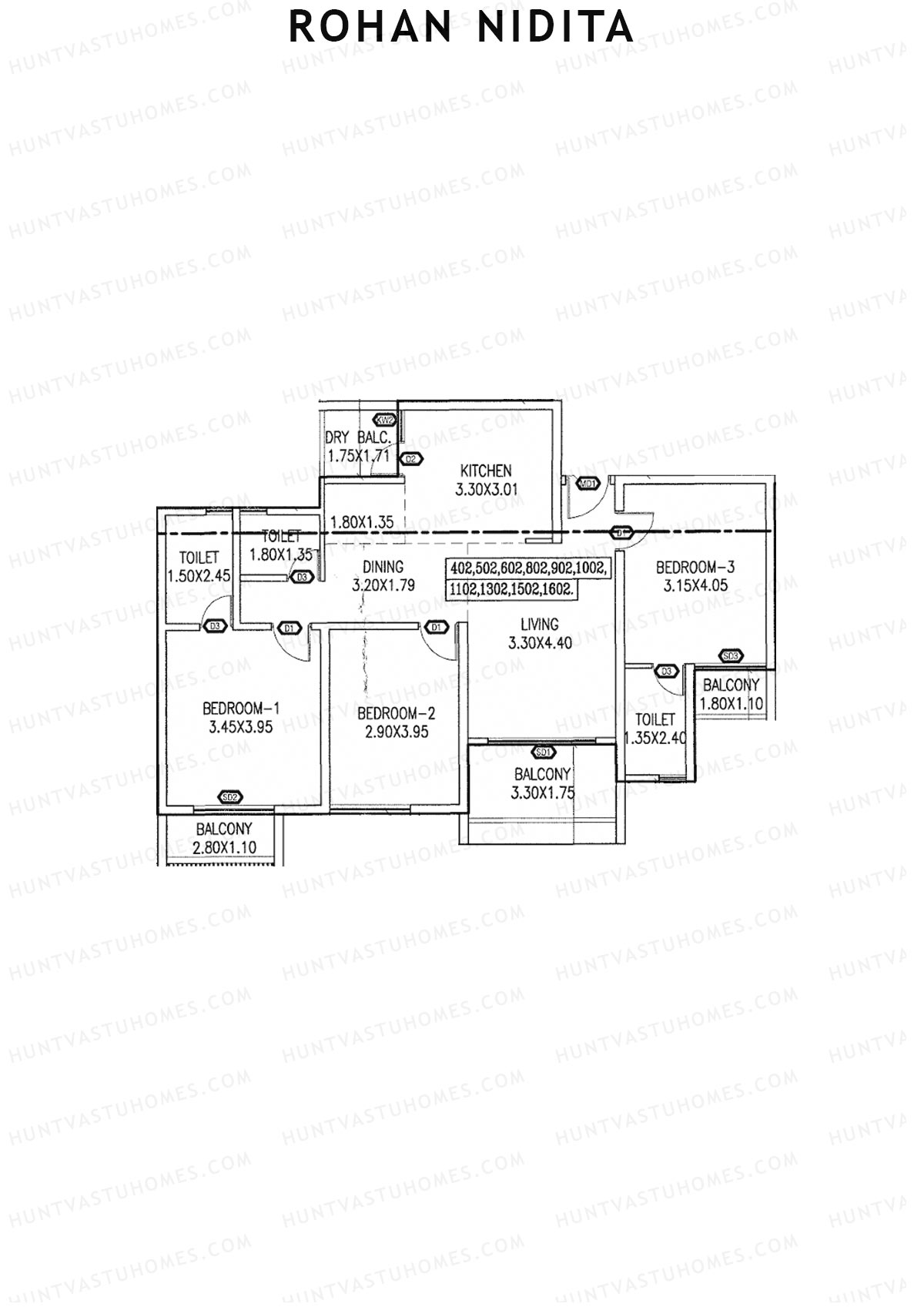 Rohan Nidita Wing B Unit 2 Floor Plan