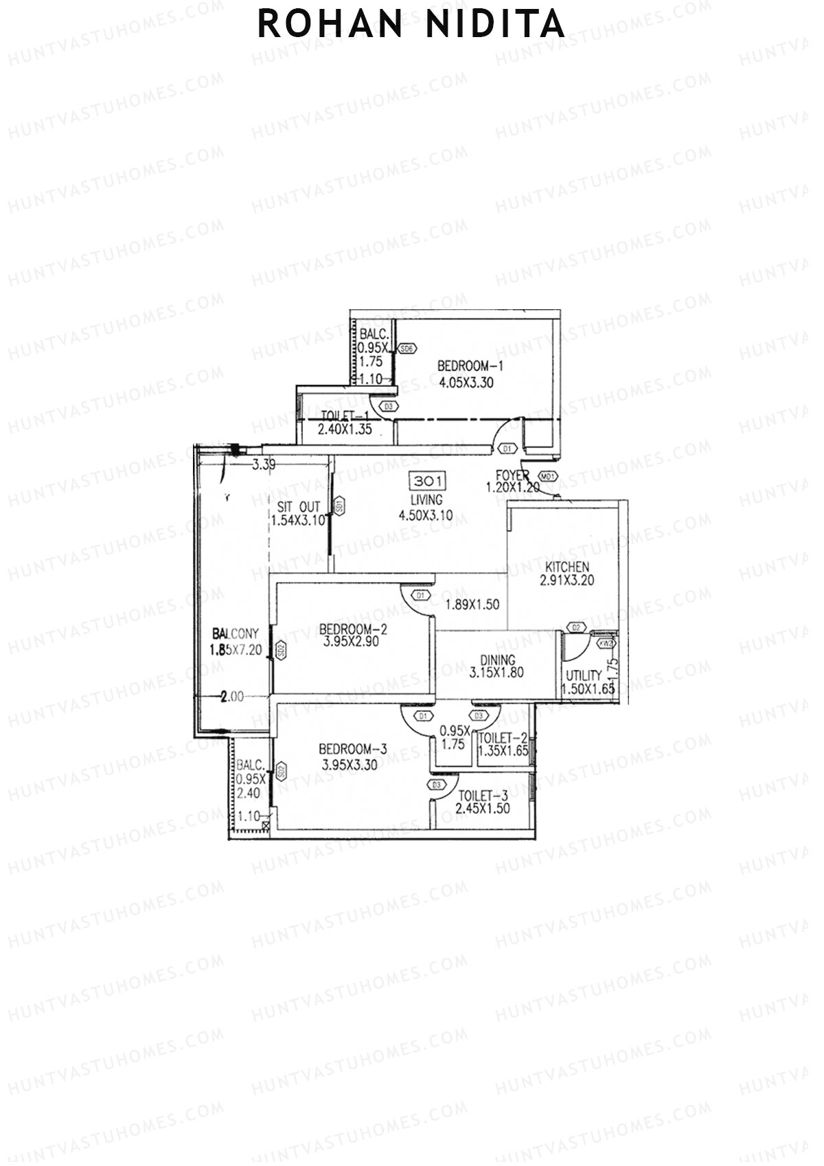 Rohan Nidita Wing C Unit 1 Floor Plan