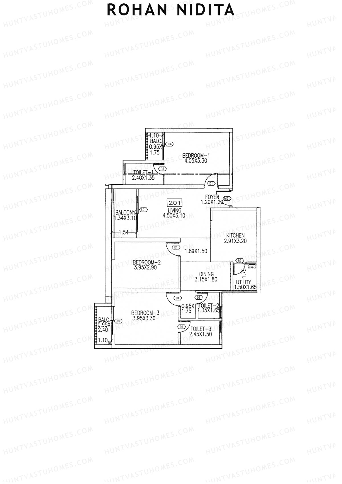 Rohan Nidita Wing C Unit 1 Floor Plan