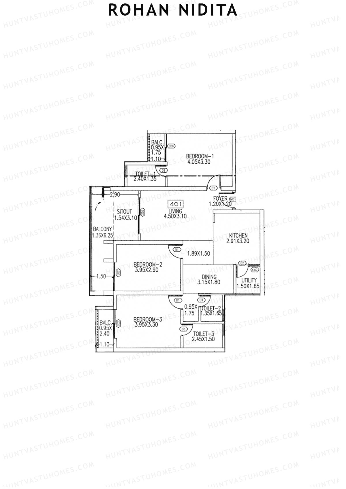 Rohan Nidita Wing C Unit 1 Floor Plan