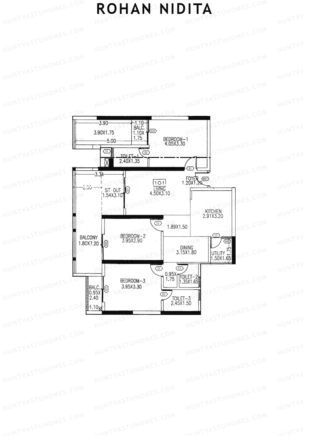 Rohan Nidita Wing C Unit 1 Floor Plan