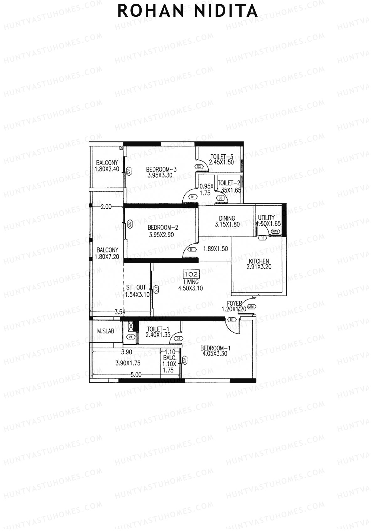 Rohan Nidita Wing C Unit 2 Floor Plan