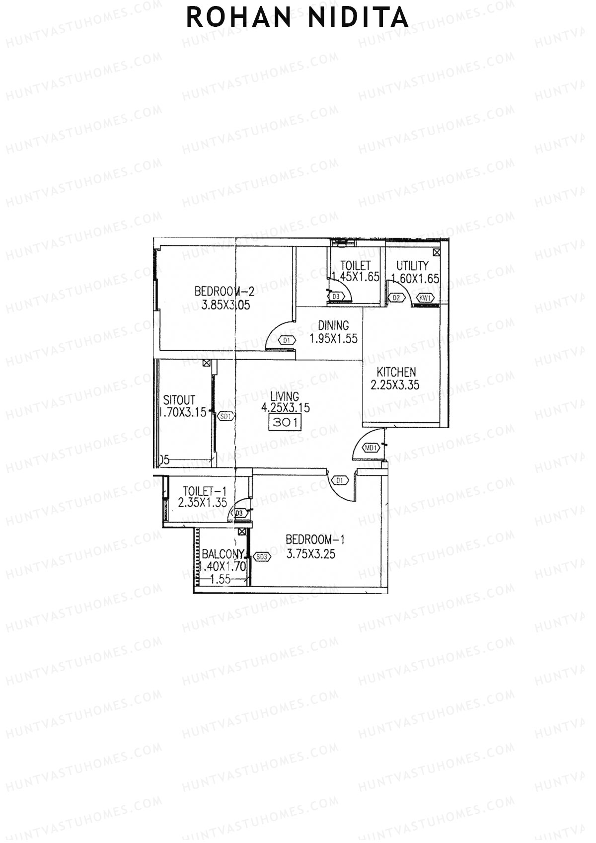 Rohan Nidita Wing D Unit 1 Floor Plan