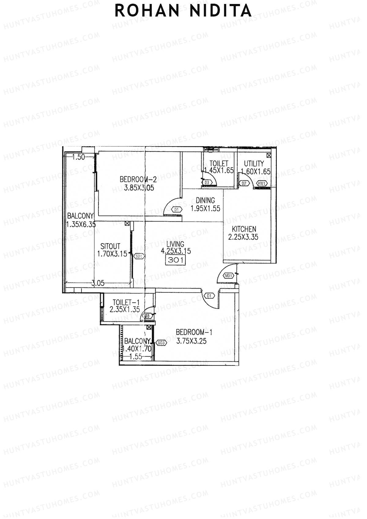 Rohan Nidita Wing D Unit 1 Floor Plan